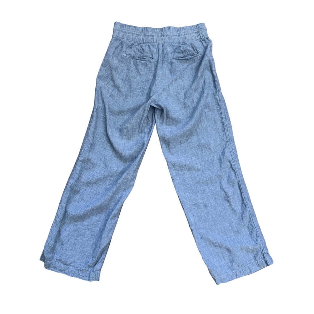 Athleta Cabo Linen Wide Leg Pant Blue Chambray Smocked Waist 8 casual coastal - Picture 4 of 7